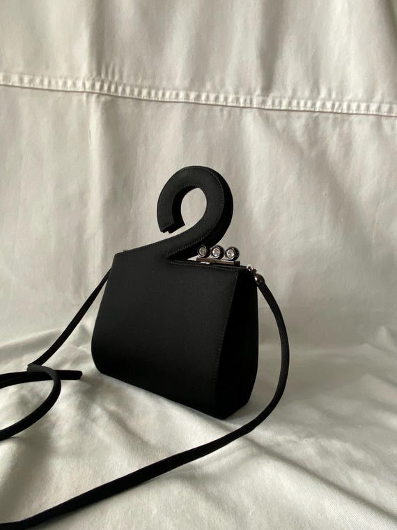 Rodo black satin structured statement bag with cu… - image 4