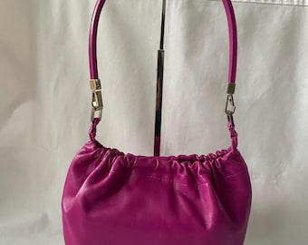 Bruno Magli fuchsia leather shoulder bag