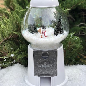 Premium White Gumball Machine - Retro Candy Dispenser, Coin-Free Option, Stand to Match, 4 Sizes, Takes International Coins, Piggybank