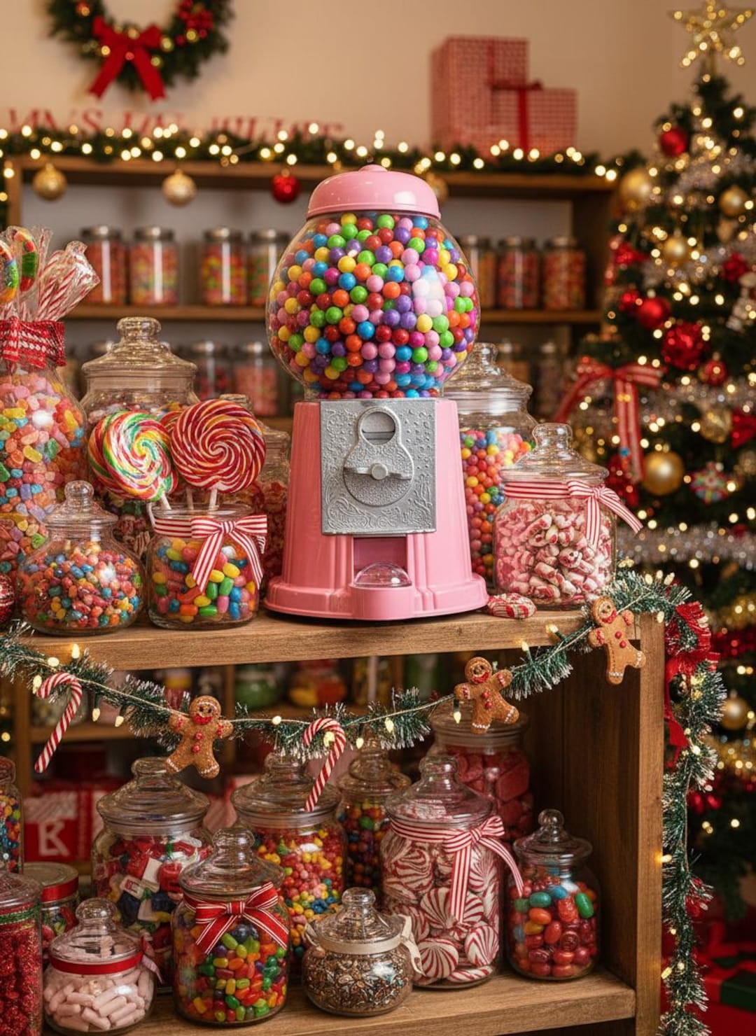 Bubblegum Pink Gumball Machine: Retro Candy Dispenser, Coin-free Option ...