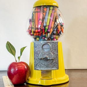 Sunny Yellow Gumball or Candy Machine - Retro-Inspired Dispenser, Unique Decor, & Fun Gift Idea