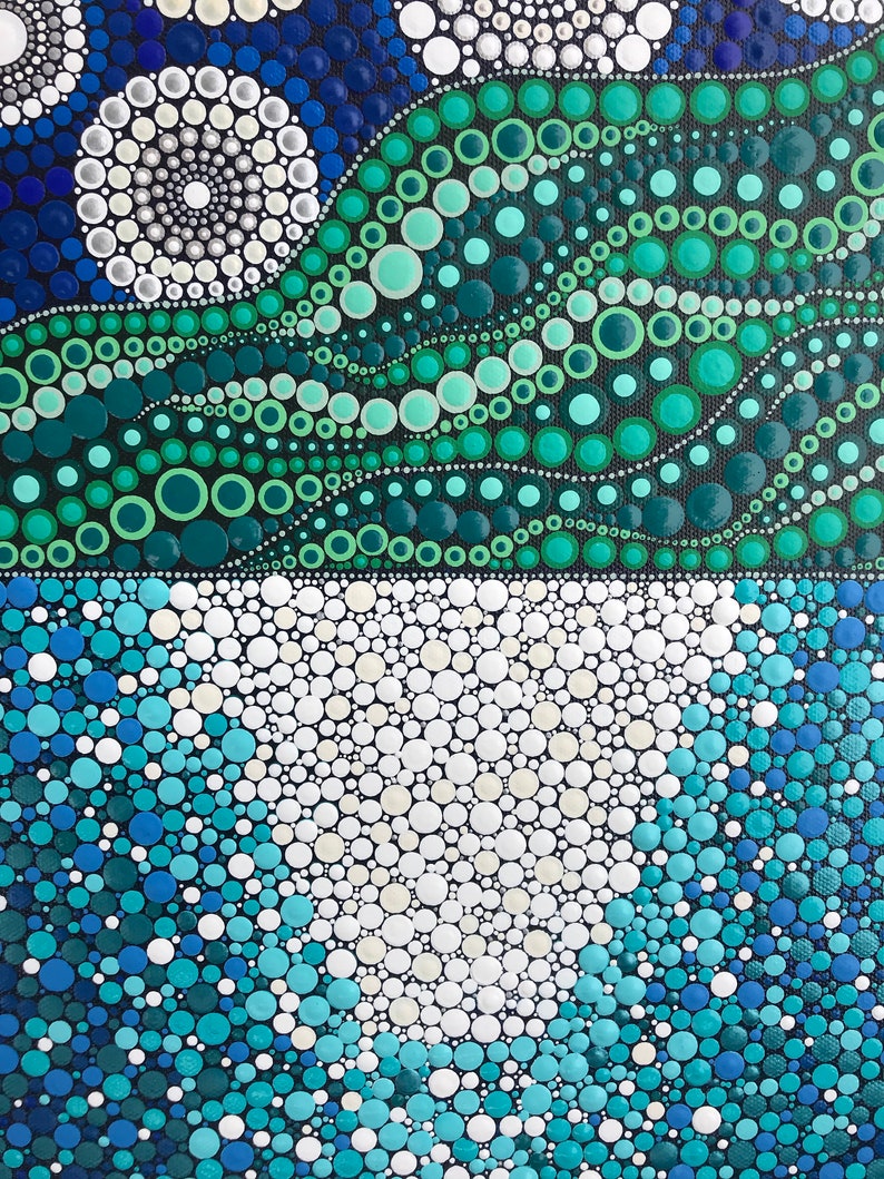 Landscape Painting Dotilism Painting Dot Painting Moon