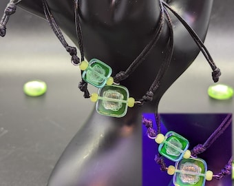 Uranium Glass Bracelet Set: Adjustable Cord Friendship Jewelry