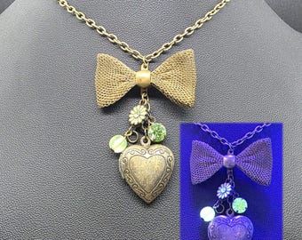 Uranium Glass Locket Necklace – Handmade Cottagecore Glowing Jewelry