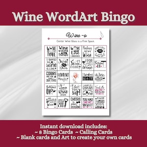 Wine Bingo Game Printable: Wine Tasting Party Activity (Instant Download)