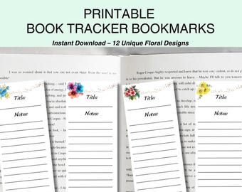 Floral Book Tracker Bookmark Set: Reading Notes (Printable PDF Download)