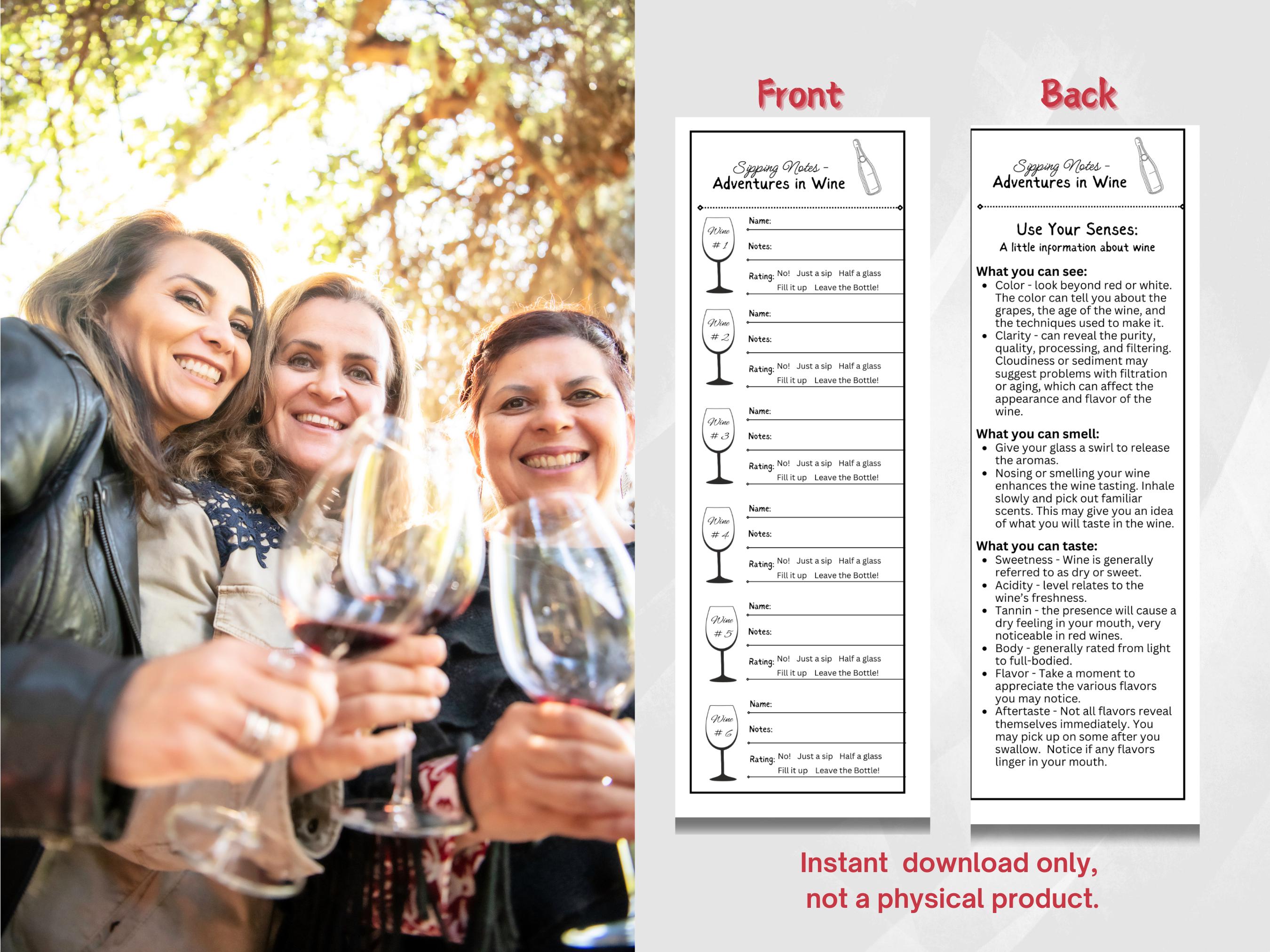 Wine Tasting Score Sheet Instant Download, Wine Tasting Party ...
