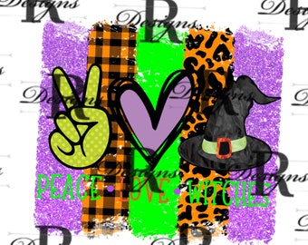 Paz amor brujas PNG descarga digital.