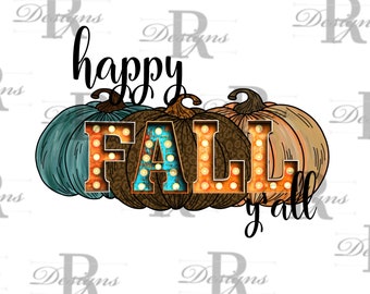 Happy Fall Y'all descarga digital PNG FILE leopard print pumpkins
