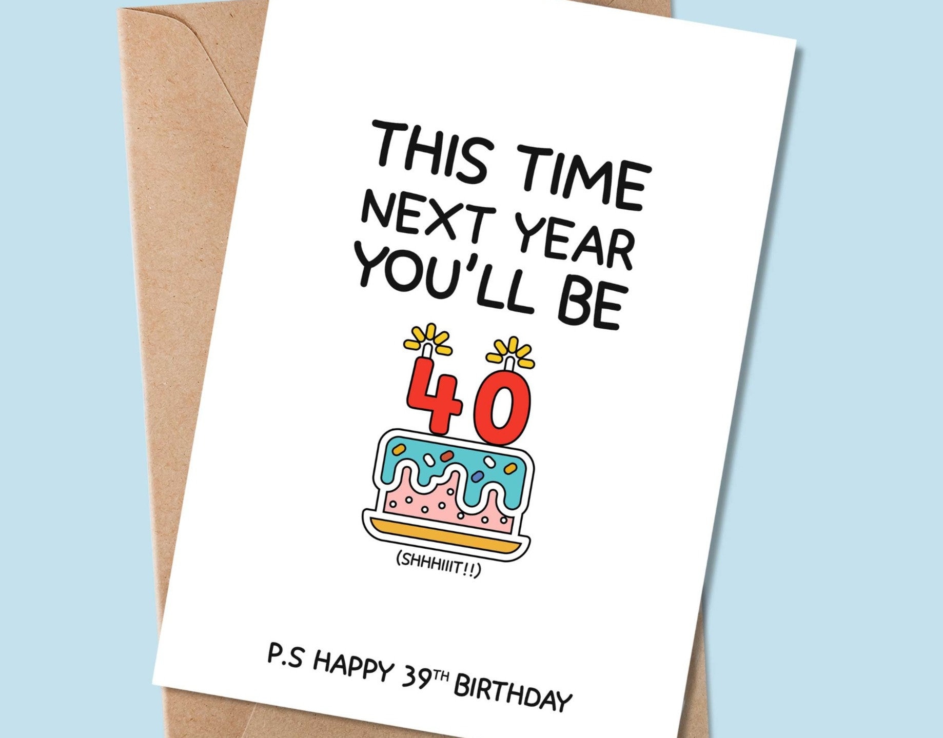 Funny 39th Birthday Card Personalised for Him or for Her 