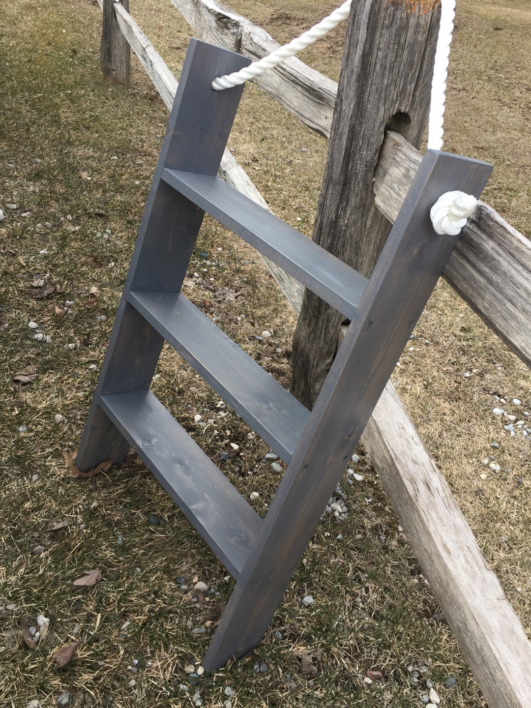 Ladder Rope Shelf Shelving Rope Ladder - Bathroom Shelf Ladder - Ladder Shelf - Rustic ...