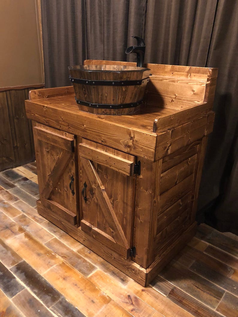 Rustic Pines Bathroom Vanity with Wooden Counter Top Bronze | Etsy