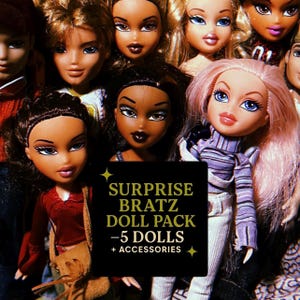 Surprise Bratz Doll Mystery Pack – 5 Dolls + Accessories – Vintage Y2K Collectible Fashion Dolls