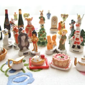 Miniature Porcelain Fève Figurines, French Epiphany King Cake Decoration, Dollhouse Miniatures: cake, painting, Petit Prince, Cats...