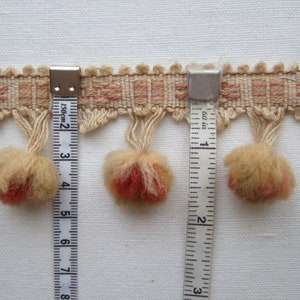 Antique pom pom braid from France, vintage trim in beige or gold or blue, natural material, 40 mm 1 1/2 inch high image 3