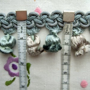 Antique pom pom braid from France, vintage trim in beige or gold or blue, natural material, 40 mm 1 1/2 inch high image 8