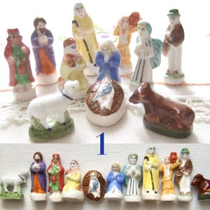 Belén en miniatura de porcelana para decoración navideña