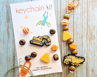 Construction truck party favor DIY keychain kit kids birthday party truck birthday construction truck party favor party activity craft