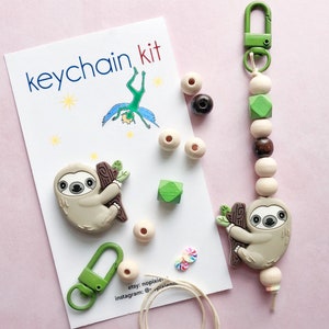 Party favor DIY keychain kit kids sloth birthday animal birthday party sloth keychain unique animal animal party favor loot bag