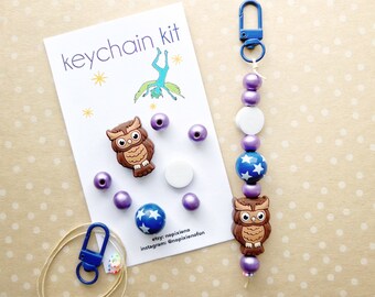 Owl slumber party favor DIY keychain kit sleepover craft birthday party owl birthday owl party favor pajama party favor sleepover activity