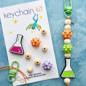 Science party favor DIY keychain kit kids birthday science birthday party unique science gift science loot bag kids science craft activity
