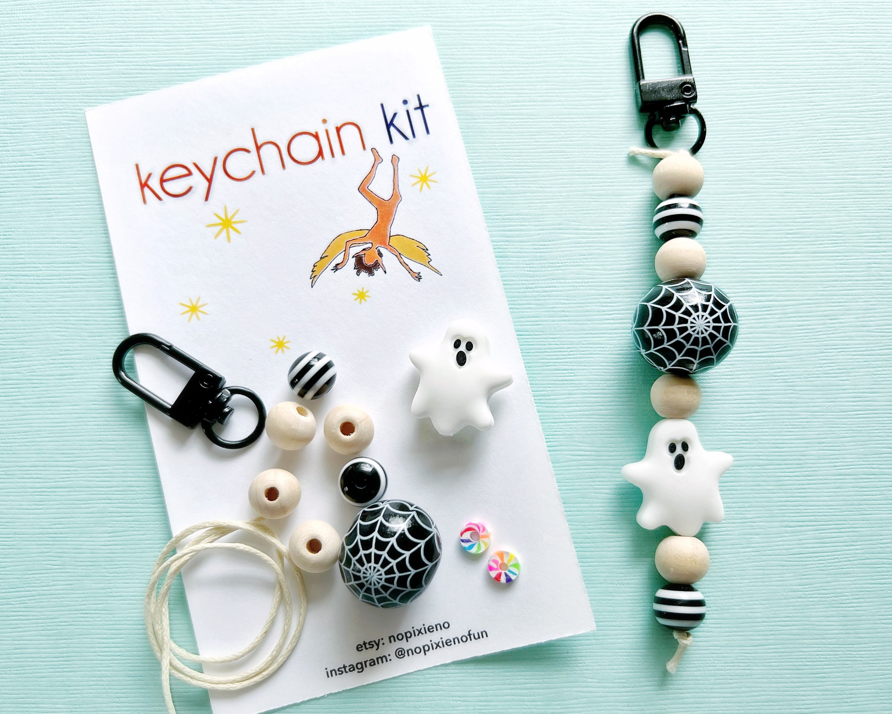 Spooky party favor DIY keychain kit ghost keychain party unique ghost gift scary movie party loot bag haunted house ghost craft