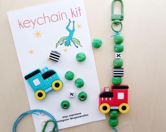 Train party favor DIY keychain kit kids birthday train theme birthday party train keychain unique train birthday party favor loot bag