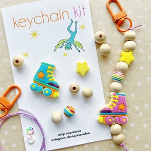 Roller skating party favor keychain kit kids roller skates birthday party craft roller skating craft activity kids diy craft kit