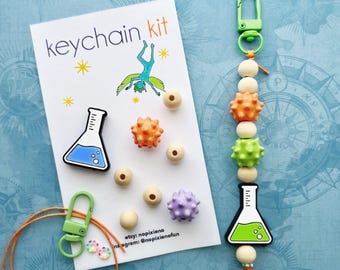 Science party favor DIY keychain kit kids birthday science birthday party unique science gift science loot bag kids science craft activity