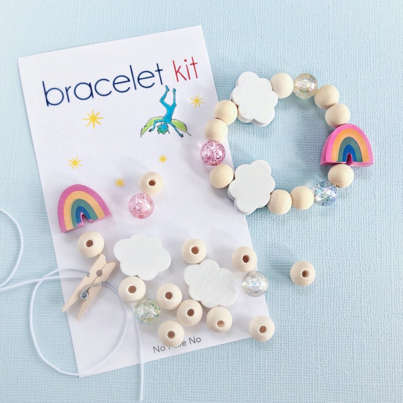 Kids Party Favor DIY Bracelet Kit Girls Birthday Rainbow Etsy