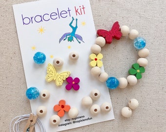 Kids party favor DIY bracelet kit girls birthday butterfly jewelry spring birthday party bug birthday butterfly party butterfly bracelet kit