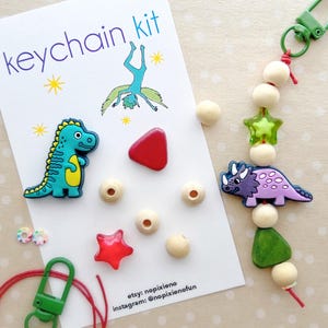 Dinosaur party favor DIY keychain kit kids dinosaur birthday party dinosaur keychain unique dinosaur craft T-Rex activity loot bag