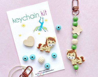 Horse birthday party favor DIY keychain kit kids Farm animal birthday horse party equestrian gift party keychain horse jewelry loot bag