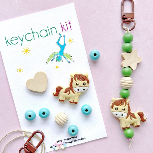 Horse birthday party favor DIY keychain kit kids Farm animal birthday horse party equestrian gift party keychain horse jewelry loot bag