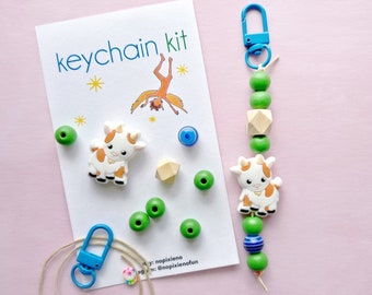 Baby goat party favor DIY keychain kit kids farm animal birthday farm birthday goat keychain unique animal party favor loot bag goat yoga