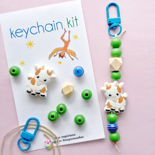 Baby goat party favor DIY keychain kit kids farm animal birthday farm birthday goat keychain unique animal party favor loot bag goat yoga