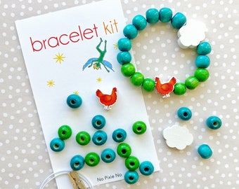 Chicken bracelet kit Farm Animal Party Favors DIY Bracelets for kids cow pig animal party activities children’s jewelry birthday party craft