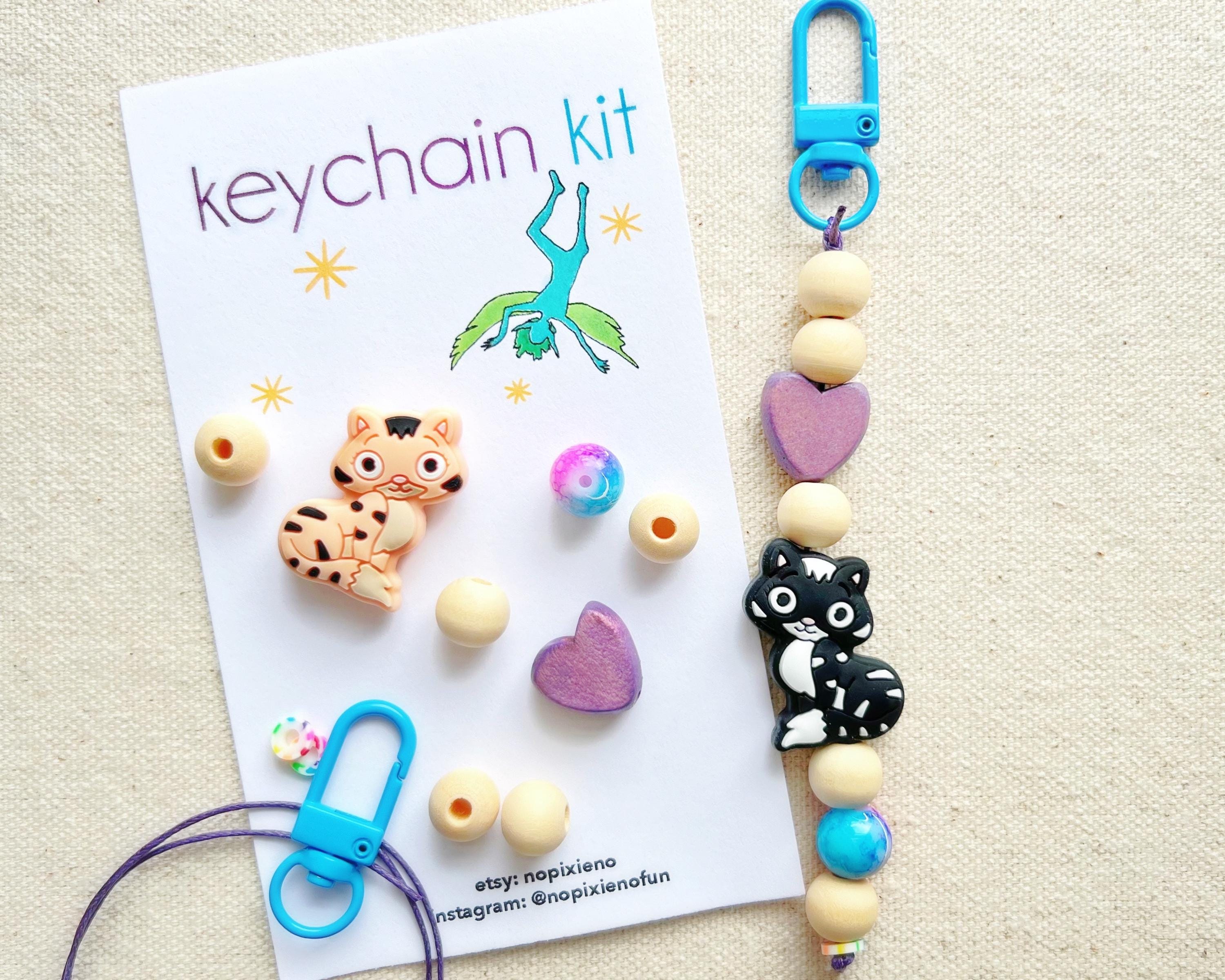 Party favor DIY keychain kit kids cat birthday animal birthday party cat keychain unique kitten animal party favor cat party loot bag