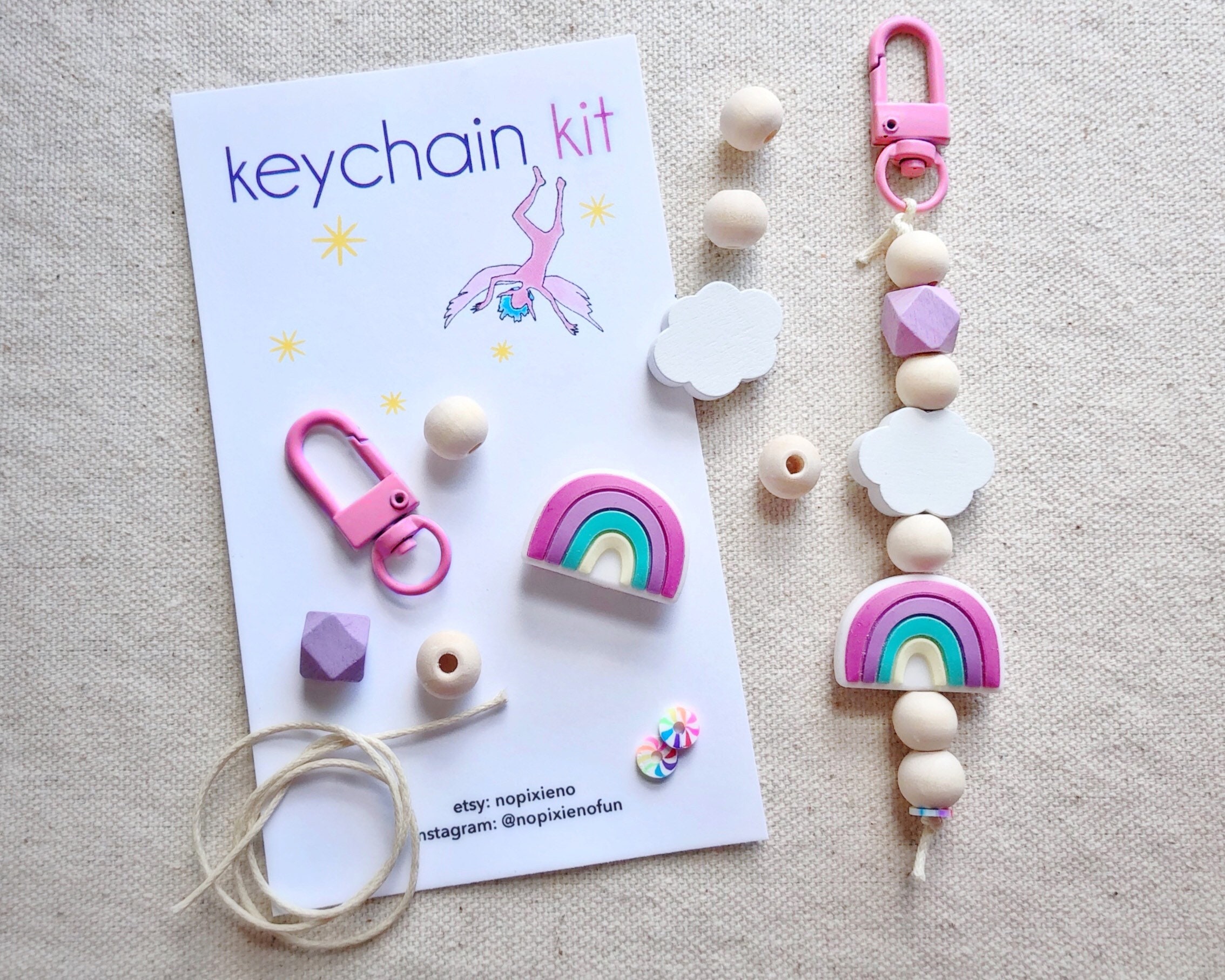 Rainbow party favor DIY keychain kit girls birthday rainbow birthday party unique rainbow gift rainbow loot bag rainbow unicorn
