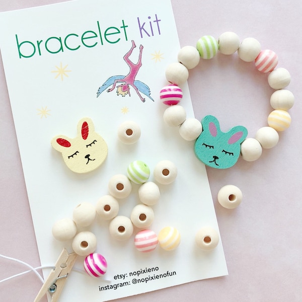 Bunny bracelet kit Animal Party Favors DIY Bracelets for kids Easter party activities Bunny children’s Easter basket rabbit craft