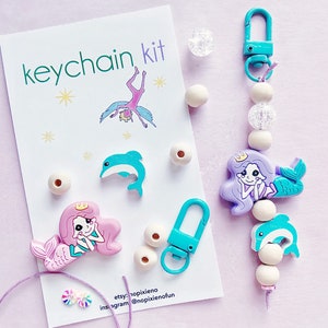 Mermaid party favor DIY keychain kit girls birthday mermaid birthday party unique mermaid gift mermaid loot bag rainbow unicorn