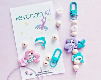 Mermaid party favor DIY keychain kit girls birthday mermaid birthday party unique mermaid gift mermaid loot bag rainbow unicorn