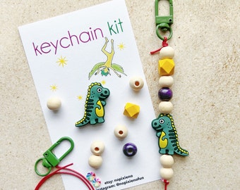 Dinosaur party favor DIY keychain kit kids dinosaur birthday party dinosaur keychain unique dinosaur craft T-Rex activity loot bag