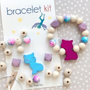 Kids party favor DIY bracelet kit girls birthday cat jewelry cat birthday party kitten bracelet kitten party favor animal party favor