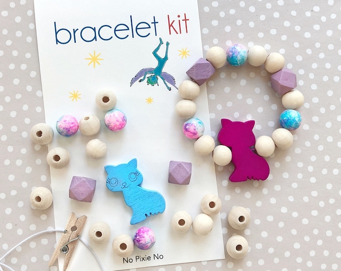 Kids Party Favor DIY Bracelet Kit Girls Birthday Cat Jewelry Etsy