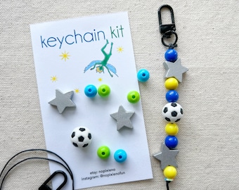 Soccer party favor DIY keychain kit kids sports birthday party soccer team gift team party  keychain sports jewelry party favor loot bag