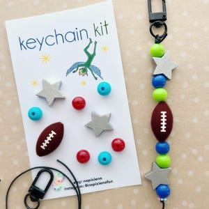 Football party favor keychain kit kids sports birthday party football team gift team party  keychain sports jewelry party favor Super Bowl