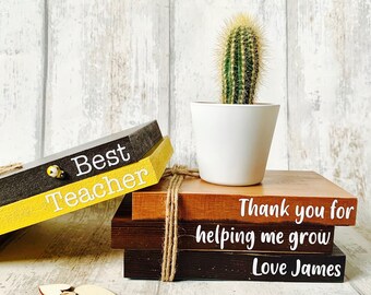 Wood Faux Book Decor | Customised Teacher Gift | Teacher Faux Books | Teacher Appreciation Gift | Thank You Teacher Gift | End of Term Gifts