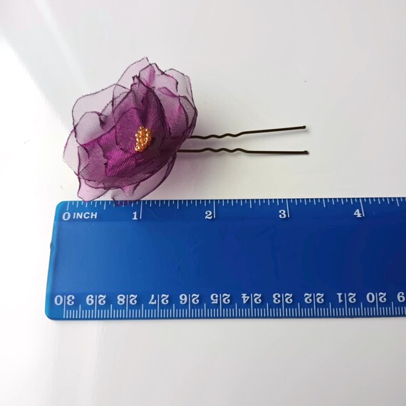 Iridescent Purple Flower Brooch Pin - Women\'s Hair Accessory Purple Gold Hair Pins, Neutral Hair Pin, Minimalist Wedding  main image 3