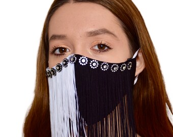 Split Black and White Mask - Etsy